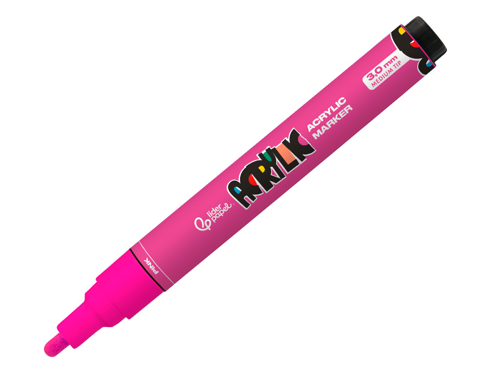 MARCADOR LIDERPAPEL ACRYLIC BASE AGUA TODO TIPO DE SUPERFICIE PONTA REDONDA 3 MM ROSA