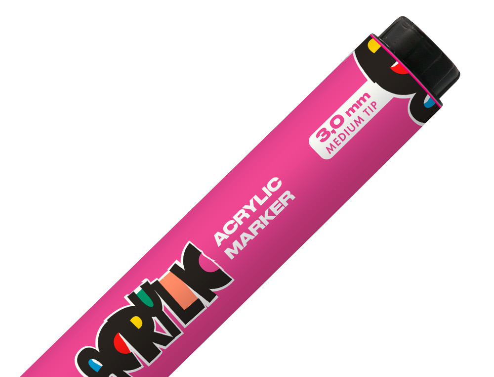 MARCADOR LIDERPAPEL ACRYLIC BASE AGUA TODO TIPO DE SUPERFICIE PONTA REDONDA 3 MM ROSA