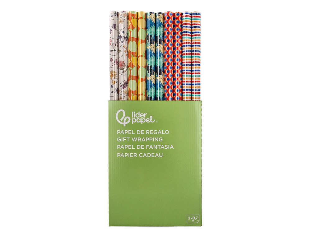PAPEL FANTASIA LIDERPAPEL TODO ANO ROLO LARGURA 70 CM COMPRIMENTO 2 MT GRAMAGEM 60 GR DESENHOS SORTIDOS B-2024