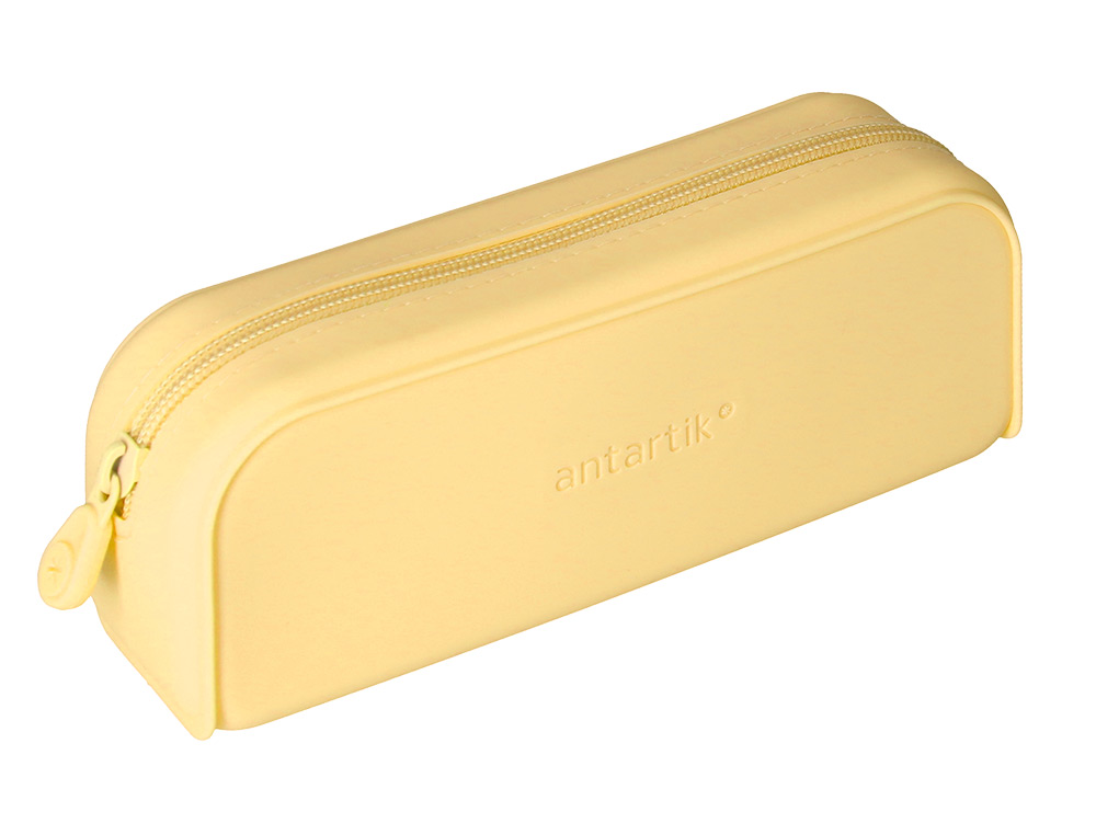 ESTOJO ESCOLAR ANTARTIK PRISMA SILICONE SOFT RETANGULAR 185X50X75 MM AMARELO