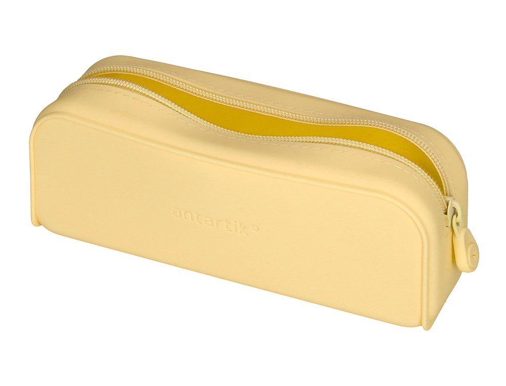 ESTOJO ESCOLAR ANTARTIK PRISMA SILICONE SOFT RETANGULAR 185X50X75 MM AMARELO
