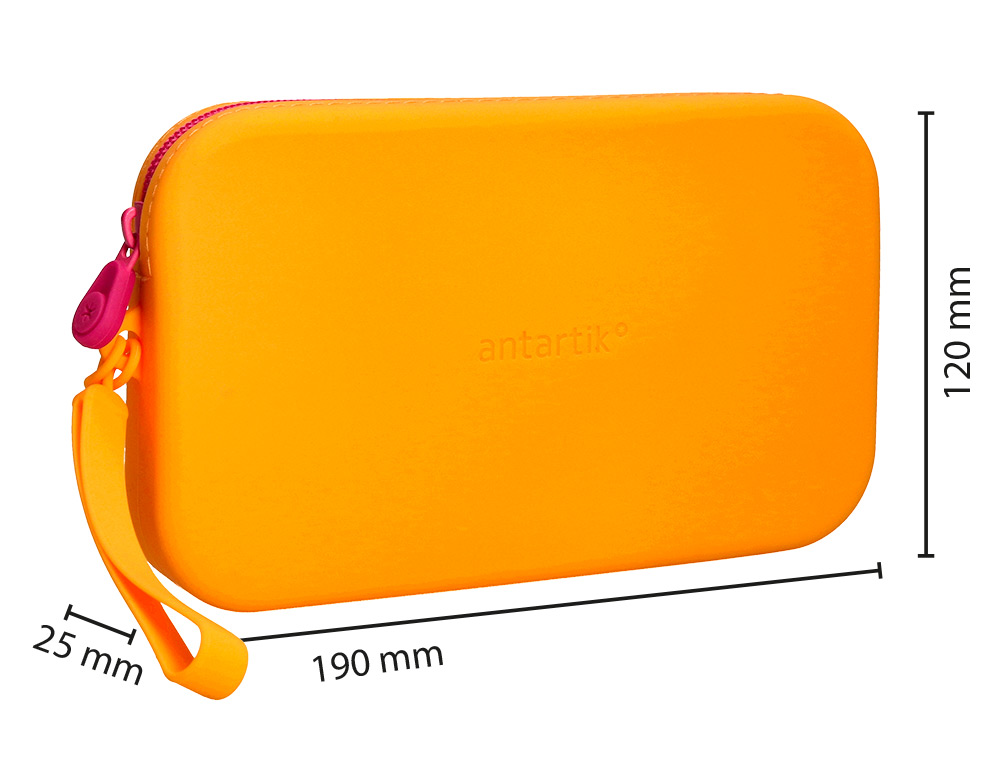 ESTOJO ESCOLAR ANTARTIK TROPICAL DIVE SILICONE SOFT RETANGULAR 190X120X25 MM LARANJA