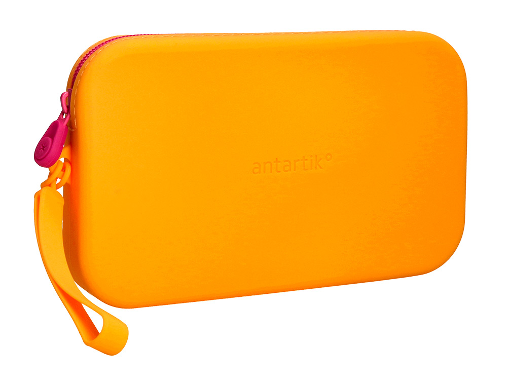 ESTOJO ESCOLAR ANTARTIK TROPICAL DIVE SILICONE SOFT RETANGULAR 190X120X25 MM LARANJA