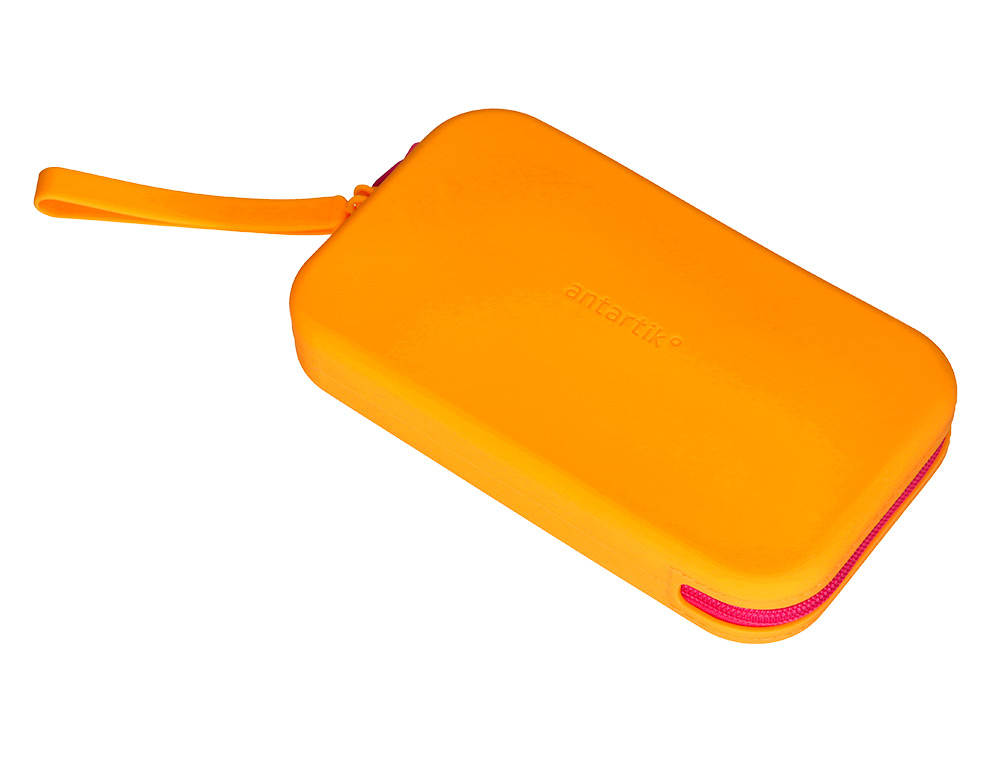 ESTOJO ESCOLAR ANTARTIK TROPICAL DIVE SILICONE SOFT RETANGULAR 190X120X25 MM LARANJA