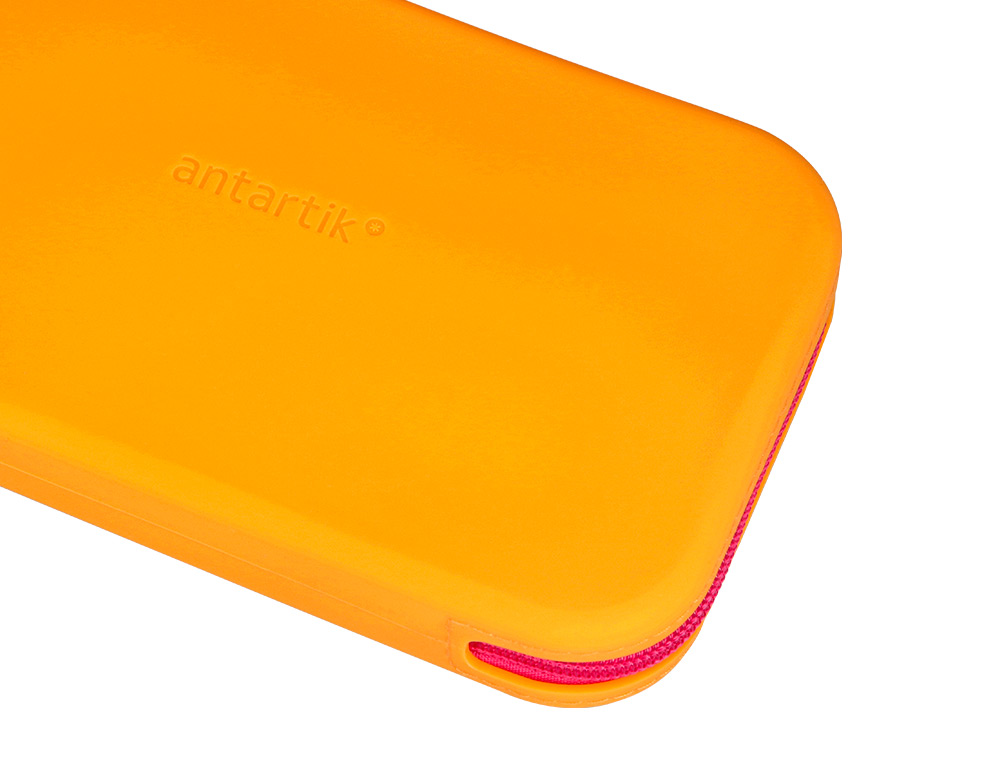 ESTOJO ESCOLAR ANTARTIK TROPICAL DIVE SILICONE SOFT RETANGULAR 190X120X25 MM LARANJA