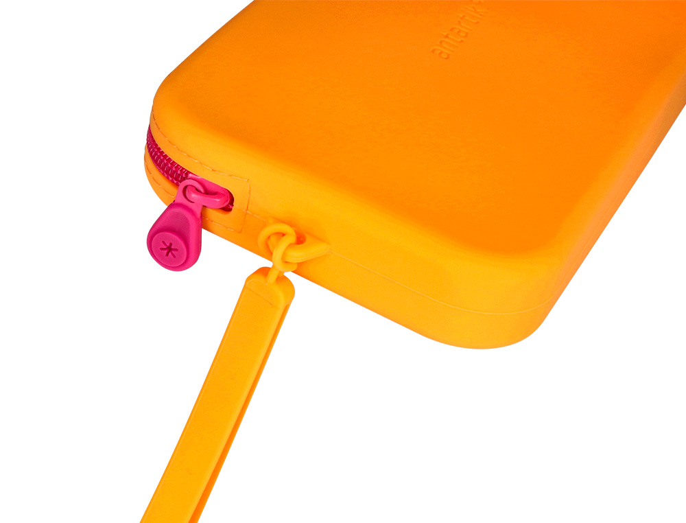ESTOJO ESCOLAR ANTARTIK TROPICAL DIVE SILICONE SOFT RETANGULAR 190X120X25 MM LARANJA