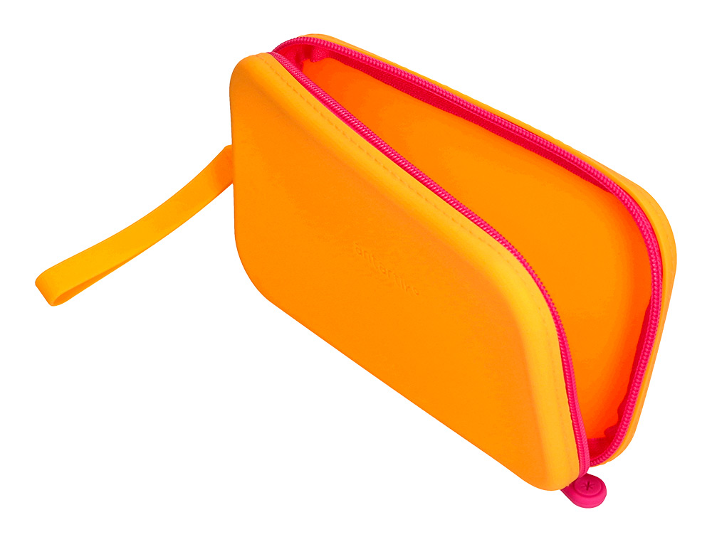 ESTOJO ESCOLAR ANTARTIK TROPICAL DIVE SILICONE SOFT RETANGULAR 190X120X25 MM LARANJA