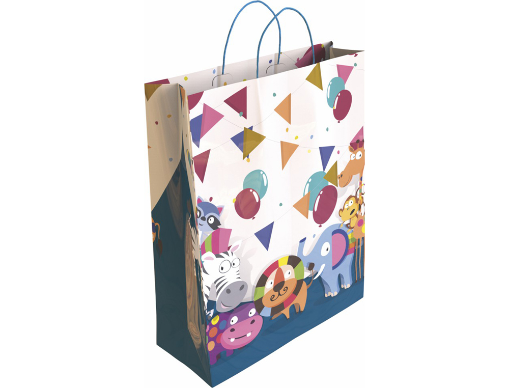 SACO PARA PRESENTE BASIKA PAPEL REVESTIDO 160 GR TODO ANO COM ASA RETORCIDA TAMANHO L 32+14X40 CM