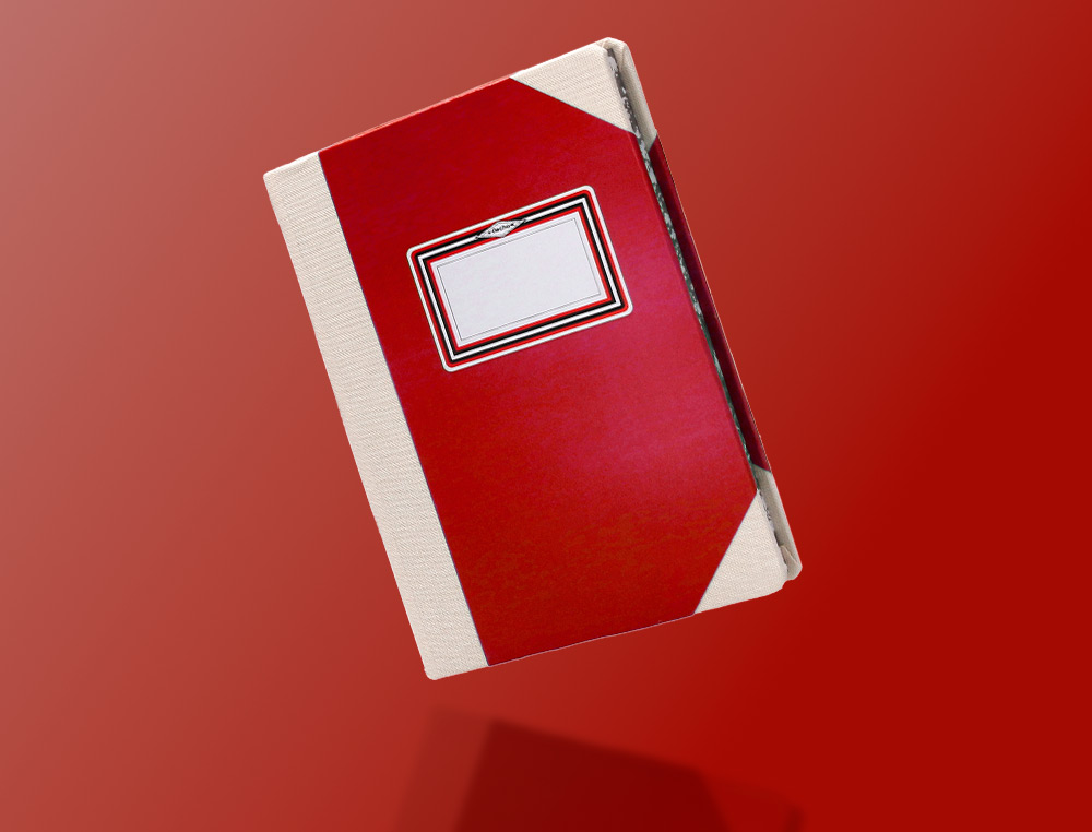 LIVRO DE CARTAO COSIDO FERNANDES FLECHA DIN A4+ LISO 50 FOLHAS 100 GR VERMELHO
