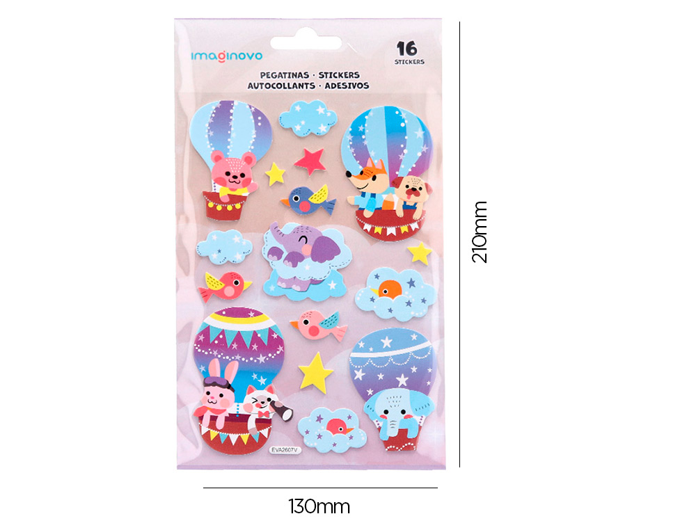 AUTOCOLANTES IMAGINOVO BALOES MAGIC DREAMS COM RELEVO 210X130 MM EM BLISTER