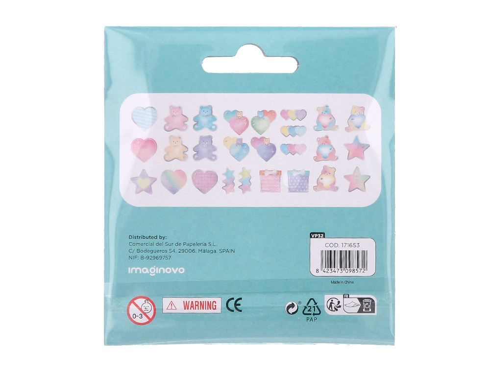 AUTOCOLANTES IMAGINOVO NOTAS ADESIVAS PAPEL FORMA URSO E CORACAO 110X105 MM EM BLISTER