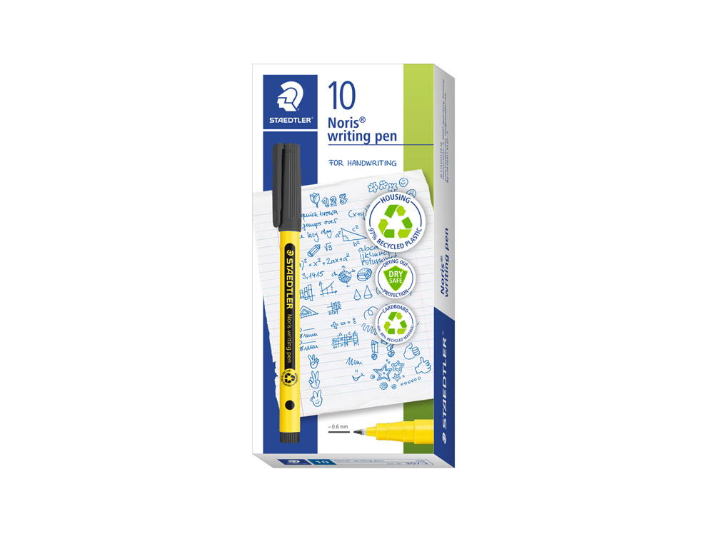 MARCADOR STAEDTLER NORIS WRITING PEN 307 TINTA BASE DE AGUA PONTA FINA TRACO 0,6 MM PRETO