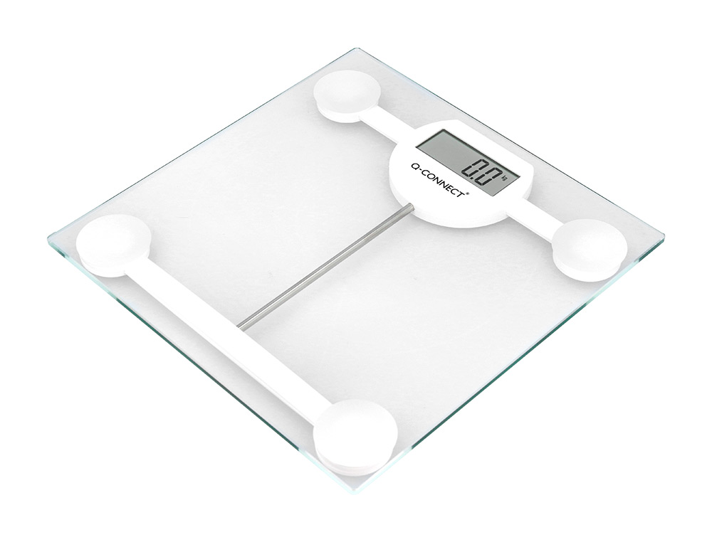 BALANCA CASA DE BANHO Q-CONNECT DIGITAL COM ECRA LCD PRECISAO 100 GR CAPACIDADE DE 5 KG A 180 KG 300X300X22MM