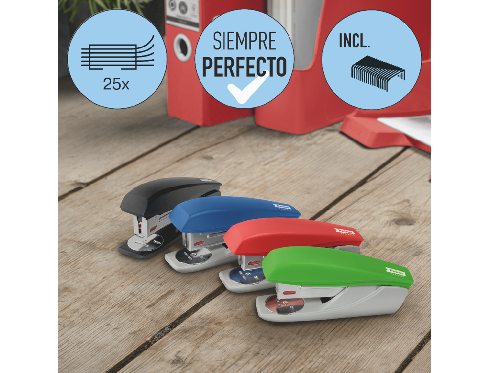 AGRAFADOR PETRUS 210 REYCLE PRETO CAPACIDADE 25 FOLHAS USA AGRAFES 22/6