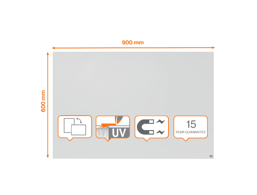 QUADRO BRANCO NOBO INFINITY SEM MOLDURA ACO LACADO MAGNETICO 900X600 MM
