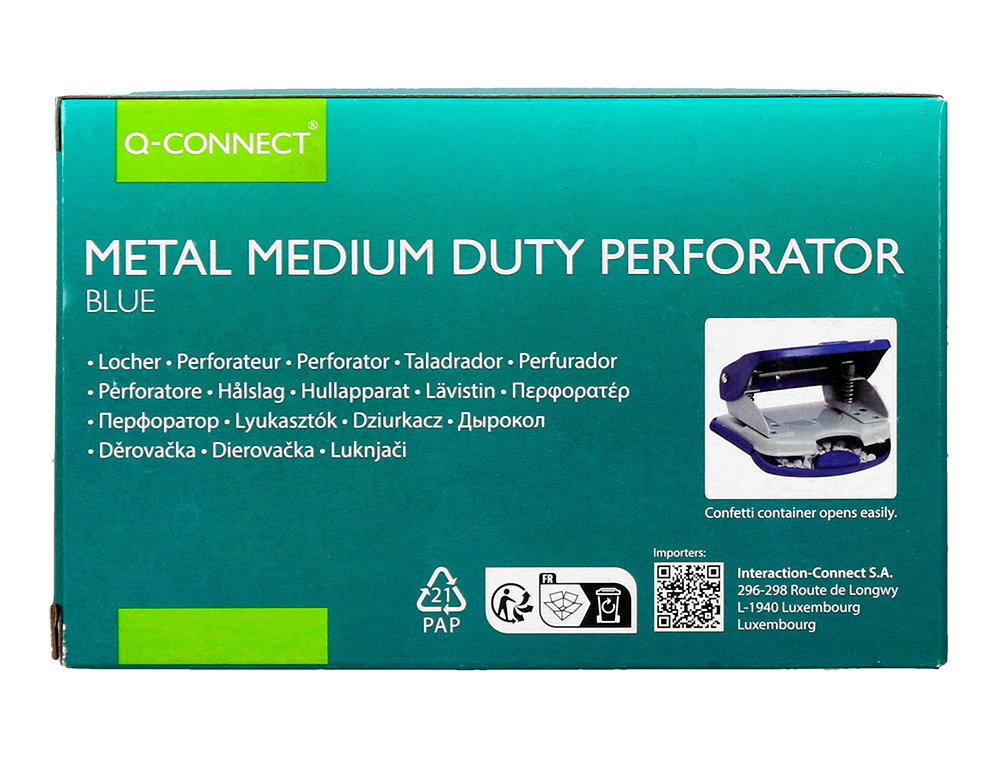 FURADOR Q-CONNECT KF14218 AZUL ABERTURA 2 MM CAPACIDADE 20 FOLHAS