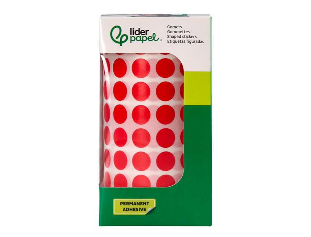 ETIQUETAS ESCOLAR LIDERPAPEL AUTOADESIVAS CIRCULOS 10,5 MM VERMELHO ROLO DE 6000 UNIDADES EM CAIXA DE CARTAO
