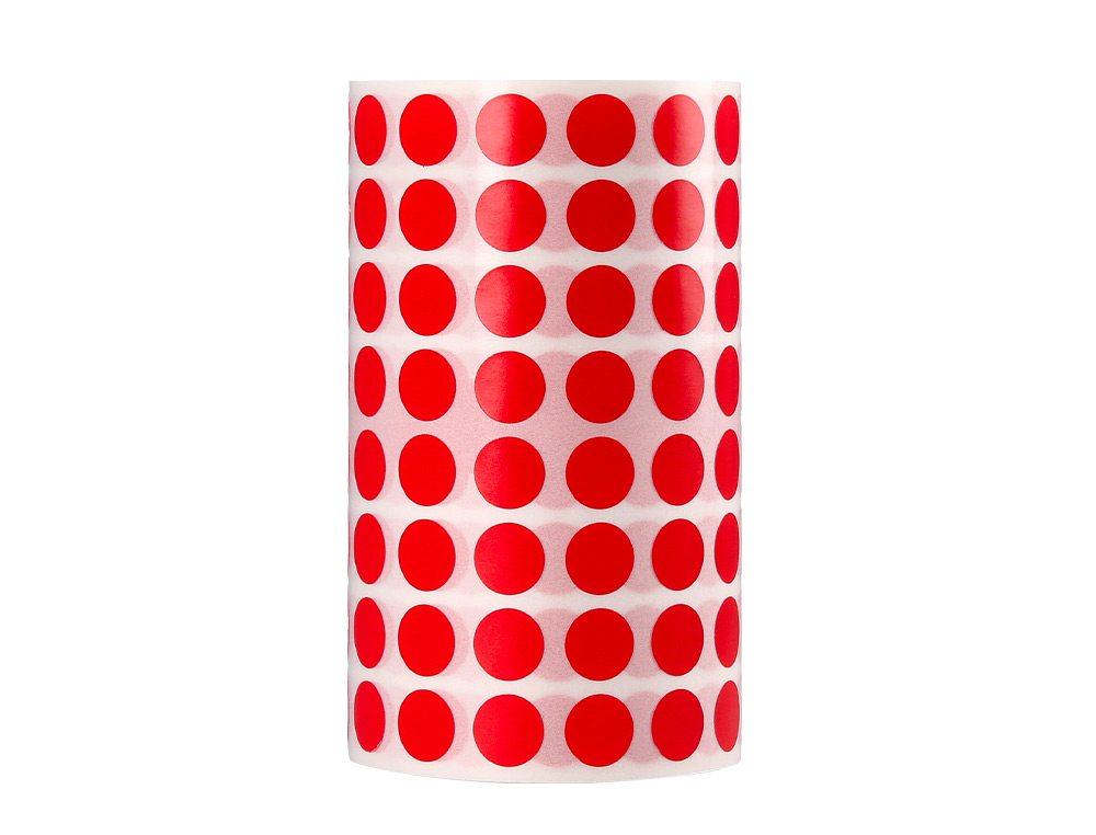 ETIQUETAS ESCOLAR LIDERPAPEL AUTOADESIVAS CIRCULOS 10,5 MM VERMELHO ROLO DE 6000 UNIDADES EM CAIXA DE CARTAO