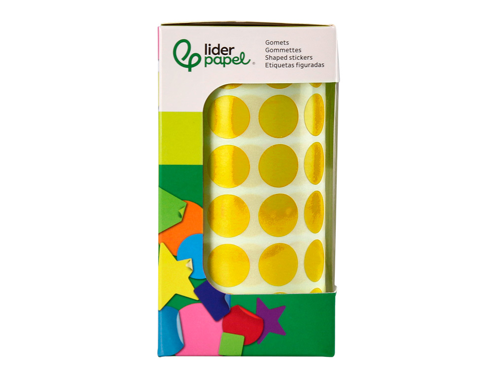 ETIQUETAS ESCOLAR LIDERPAPEL AUTOADESIVAS CIRCULOS 15 MM AMARELO ROLO DE 2500 UNIDADES EM CAIXA DE CARTAO