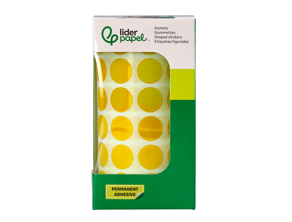 ETIQUETAS ESCOLAR LIDERPAPEL AUTOADESIVAS CIRCULOS 15 MM AMARELO ROLO DE 2500 UNIDADES EM CAIXA DE CARTAO
