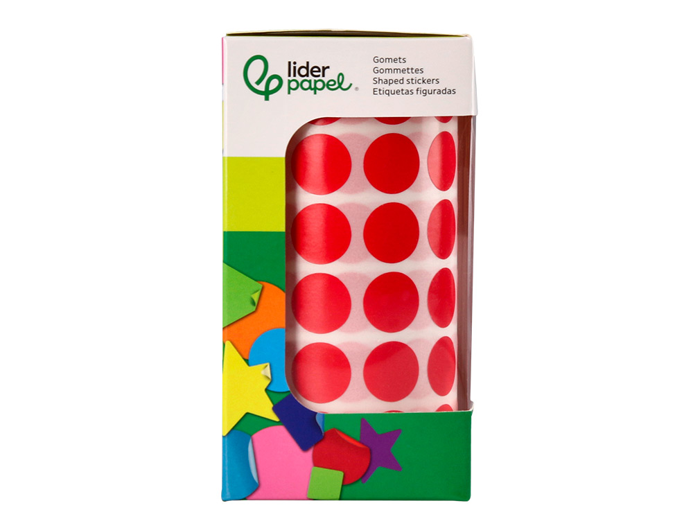 ETIQUETAS ESCOLAR LIDERPAPEL AUTOADESIVAS CIRCULOS 15 MM VERMELHO ROLO DE 2500 UNIDADES EM CAIXA DE CARTAO