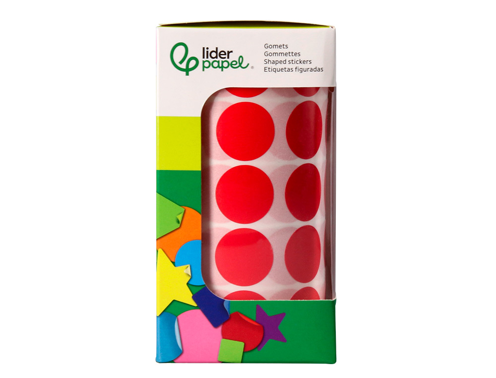 ETIQUETAS ESCOLAR LIDERPAPEL AUTOADESIVAS CIRCULOS 20 MM VERMELHO ROLO DE 2000 UNIDADES EM CAIXA DE CARTAO
