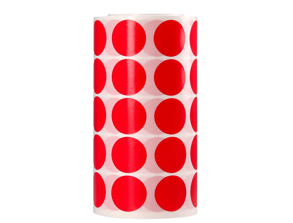 ETIQUETAS ESCOLAR LIDERPAPEL AUTOADESIVAS CIRCULOS 20 MM VERMELHO ROLO DE 2000 UNIDADES EM CAIXA DE CARTAO