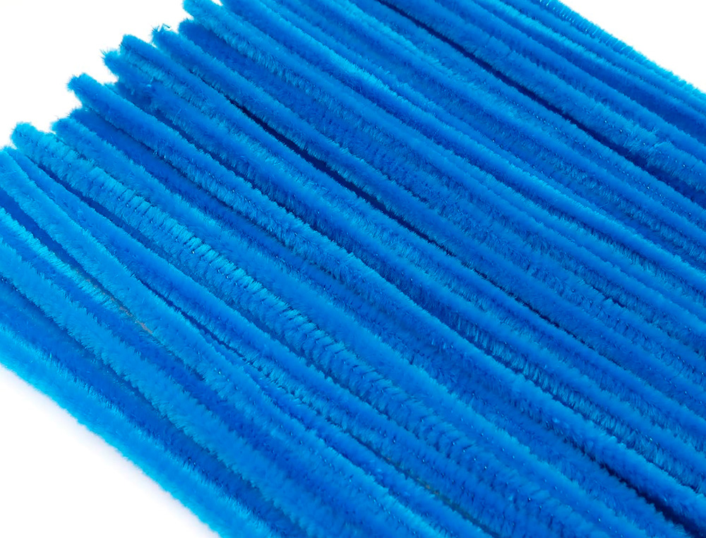 TIRAS DE CHENILLE LIDERPAPEL 30 CM COR AZUL MATE BOLSA DE 100 UNIDADES