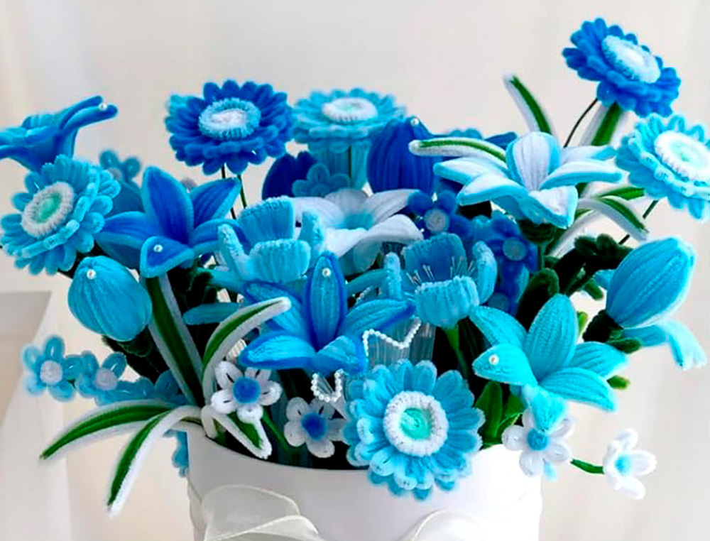 TIRAS DE CHENILLE LIDERPAPEL 30 CM COR AZUL MATE BOLSA DE 100 UNIDADES