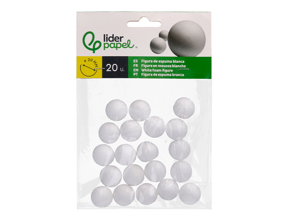 FIGURA DE ESPUMA BRANCA LIDERPAPEL BOLA DE 2 CM BOLSA COM 20 UNIDADES
