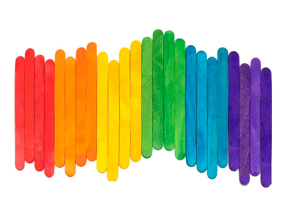 PALITOS DE MADEIRA LIDERPAPEL CORES SORTIDAS 11,4X1 CM BOLSA COM 50 UNIDADES