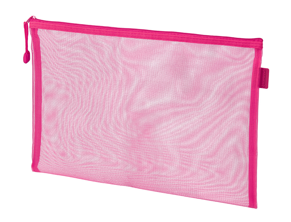 BOLSA COM FECHO DE CORRER LIDERPAPEL POLIESTER TRANSPIRAVEL MULTIUSOS DIN A4 ROSA