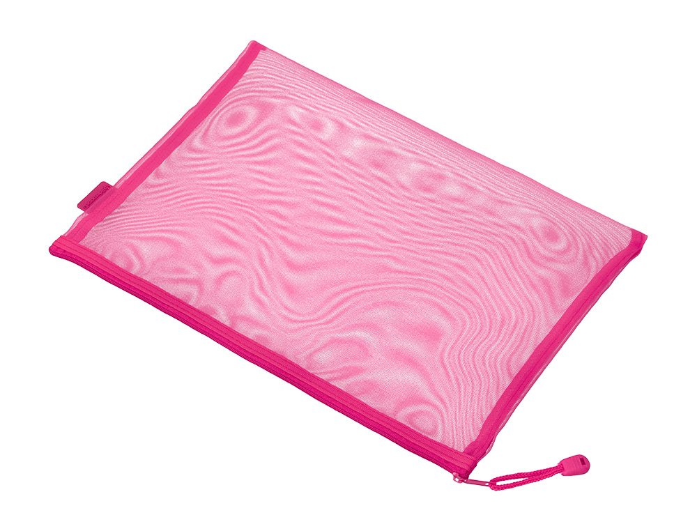 BOLSA COM FECHO DE CORRER LIDERPAPEL POLIESTER TRANSPIRAVEL MULTIUSOS DIN A4 ROSA