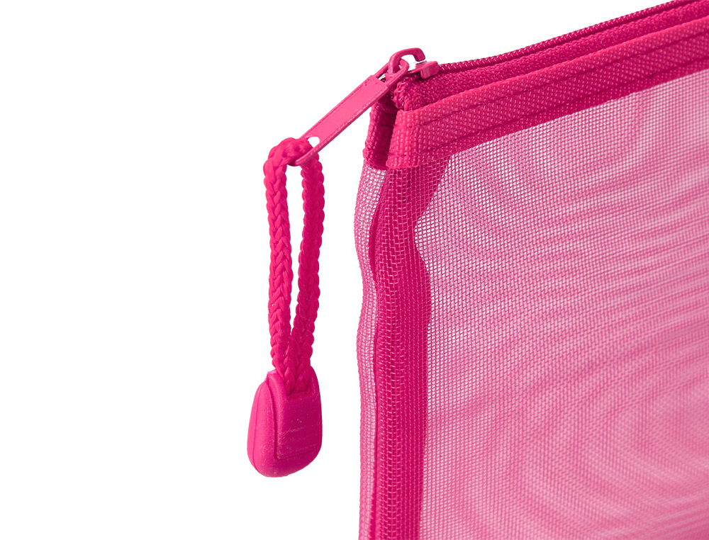 BOLSA COM FECHO DE CORRER LIDERPAPEL POLIESTER TRANSPIRAVEL MULTIUSOS TICKET 230X115 MM ROSA