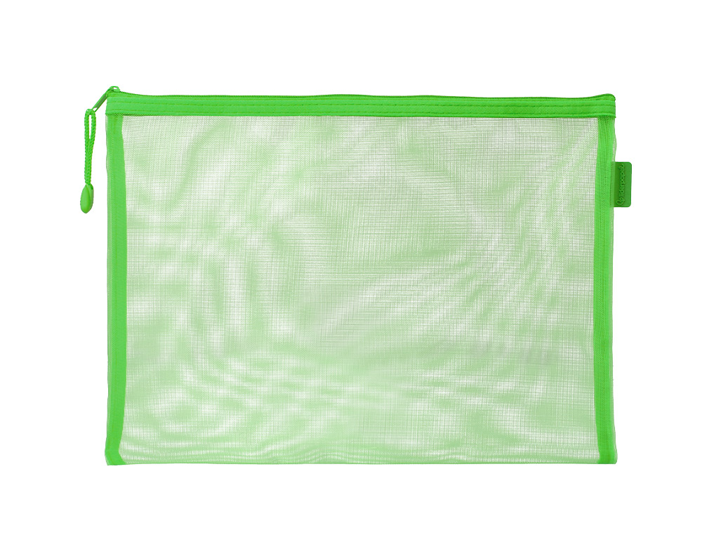 BOLSA COM FECHO DE CORRER LIDERPAPEL POLIESTER TRANSPIRAVEL MULTIUSOS DIN A5 VERDE PASTEL