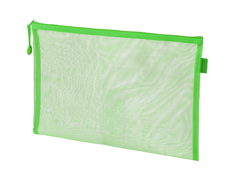 BOLSA COM FECHO DE CORRER LIDERPAPEL POLIESTER TRANSPIRAVEL MULTIUSOS DIN A5 VERDE PASTEL