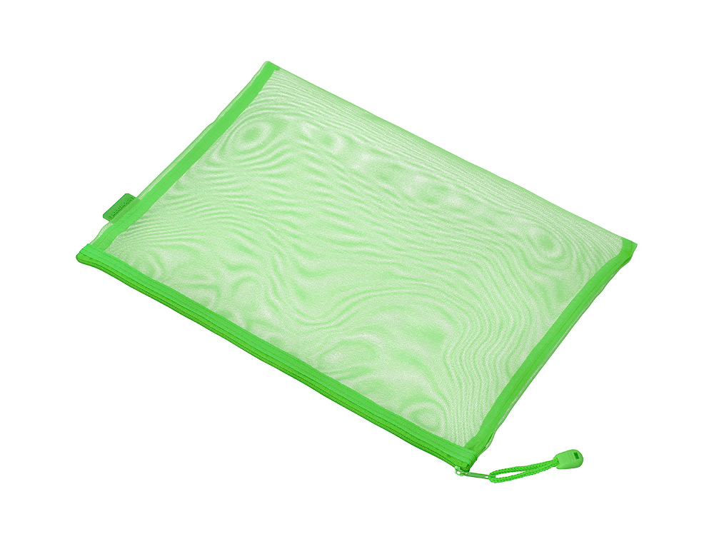 BOLSA COM FECHO DE CORRER LIDERPAPEL POLIESTER TRANSPIRAVEL MULTIUSOS DIN A5 VERDE PASTEL