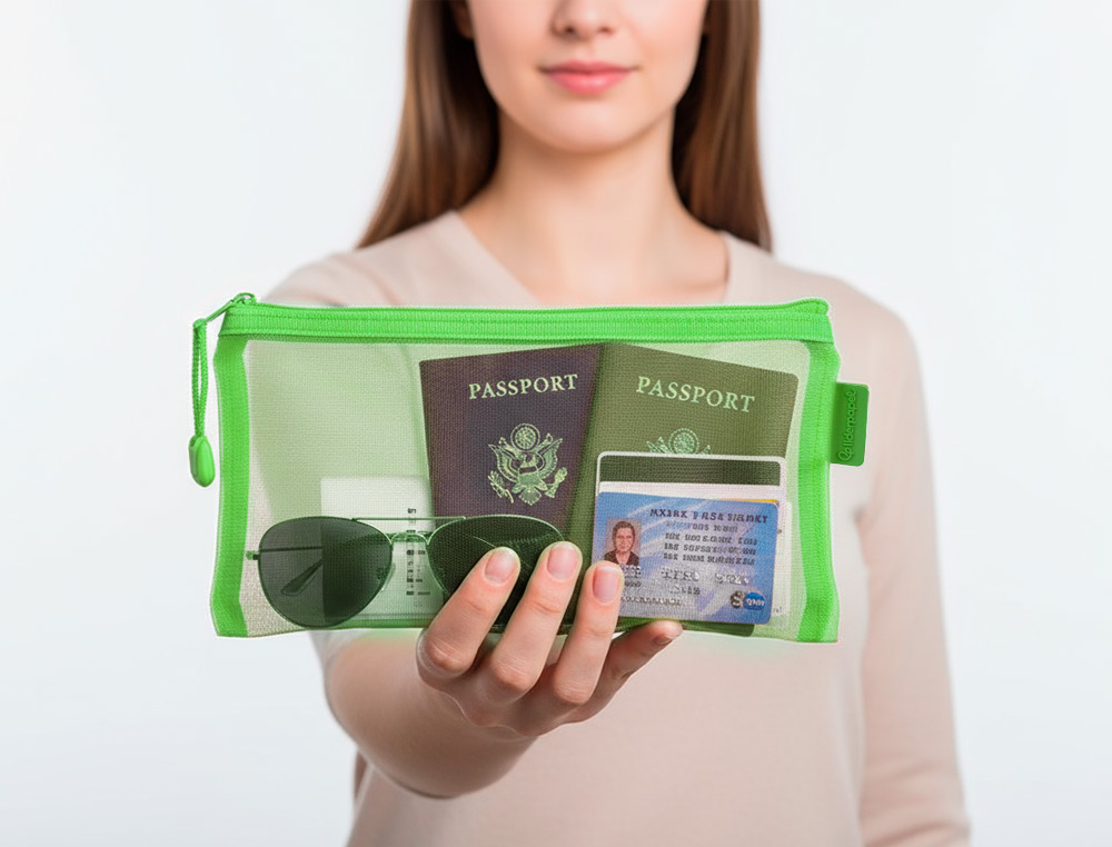 BOLSA COM FECHO DE CORRER LIDERPAPEL POLIESTER TRANSPIRAVEL MULTIUSOS TICKET 230X115 MM VERDE PASTEL