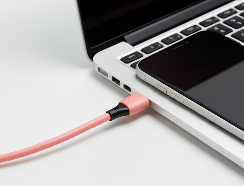 CABO USB-C A USB-C Q-CONNECT PVC COMPRIMENTO 1M ROSA