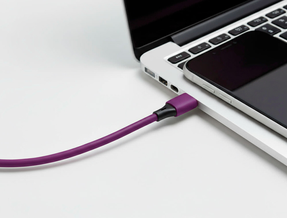 CABO USB-C A USB-C Q-CONNECT PVC COMPRIMENTO 1M ROXO