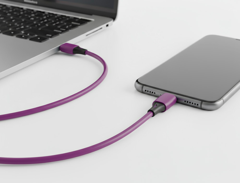 CABO USB-C A USB-C Q-CONNECT PVC COMPRIMENTO 2M ROXO