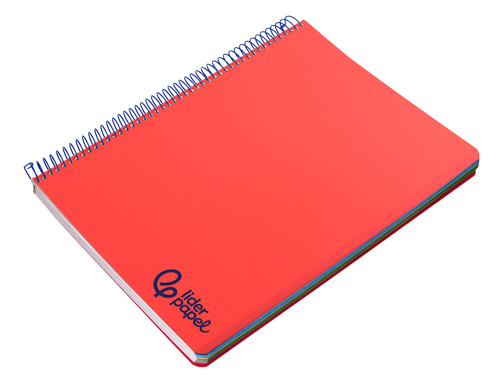 CADERNO ESPIRAL LIDERPAPEL WONDER MICRO DIN A4 CAPA PLASTICO 120F 90 GR HORIZONTAL 5 BANDAS 4 FUROS CORES SORTIDAS