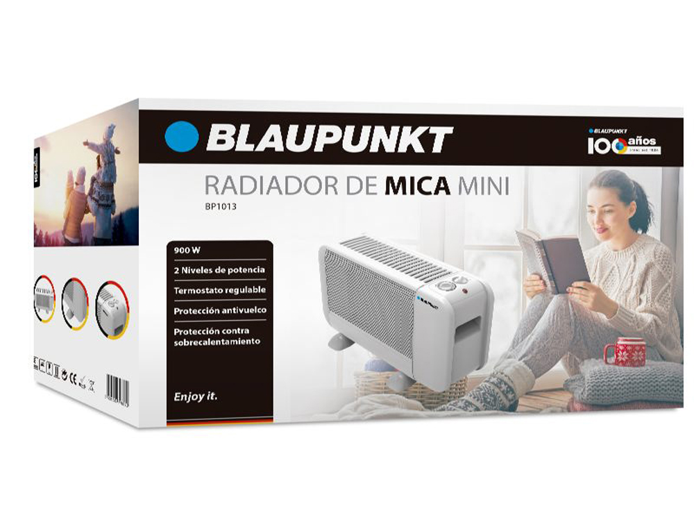RADIADOR DE MICA BLAUPUNKT MINI 900W DOS NIVEIS POTENCIA PROTECAO SOBRE AQUECIMENTO COR BRANCO