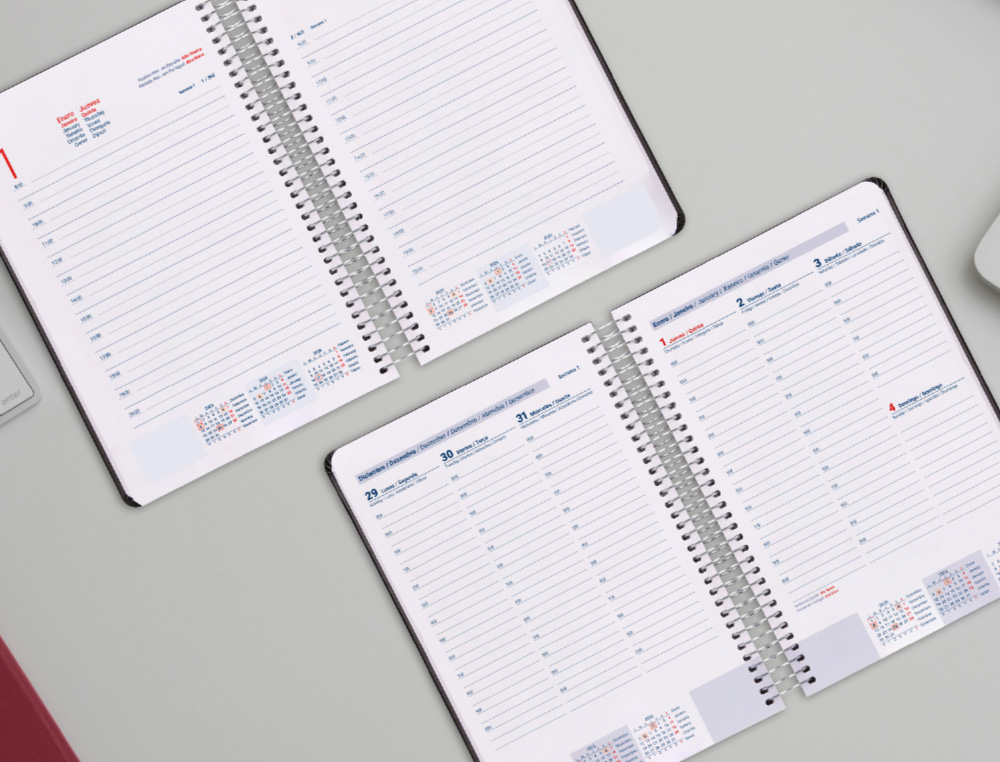 AGENDA ESPIRAL LIDERPAPEL CLASSIC A5 2026 DIA PAGINA AZUL ESCURO PAPEL 70 GR FSC