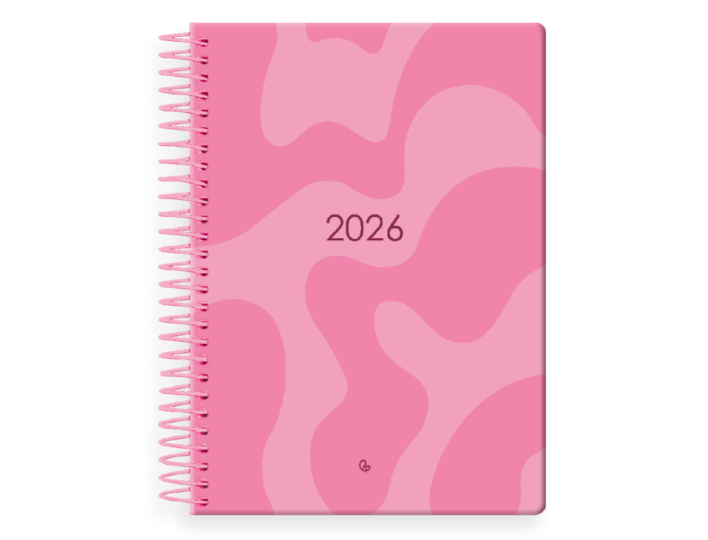 AGENDA ESPIRAL LIDERPAPEL SYROS 15X21 2026 DIA PAGINA ROSA PAPEL 60 GR FSC