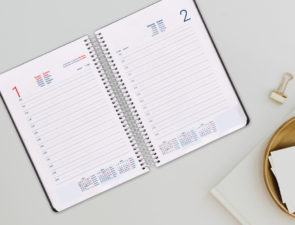AGENDA ESPIRAL LIDERPAPEL SYROS 15X21 2026 DIA PAGINA ROSA PAPEL 60 GR FSC