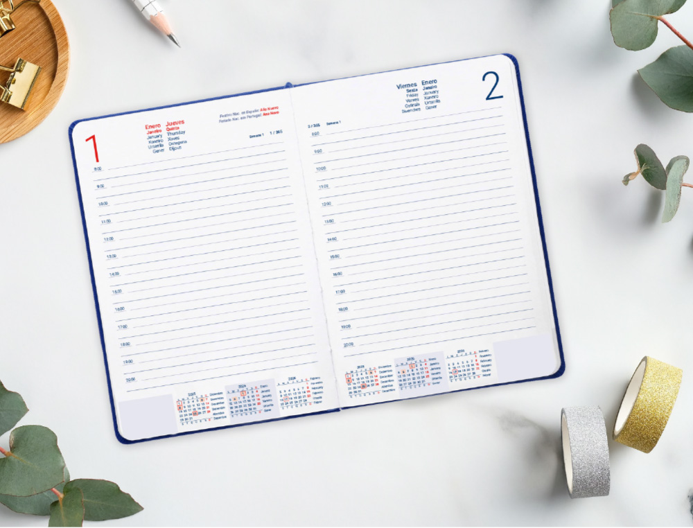 AGENDA ENCADERNADA LIDERPAPEL EFIRA A5 2026 DIA PAGINA PRETO PAPEL 70 GR FSC