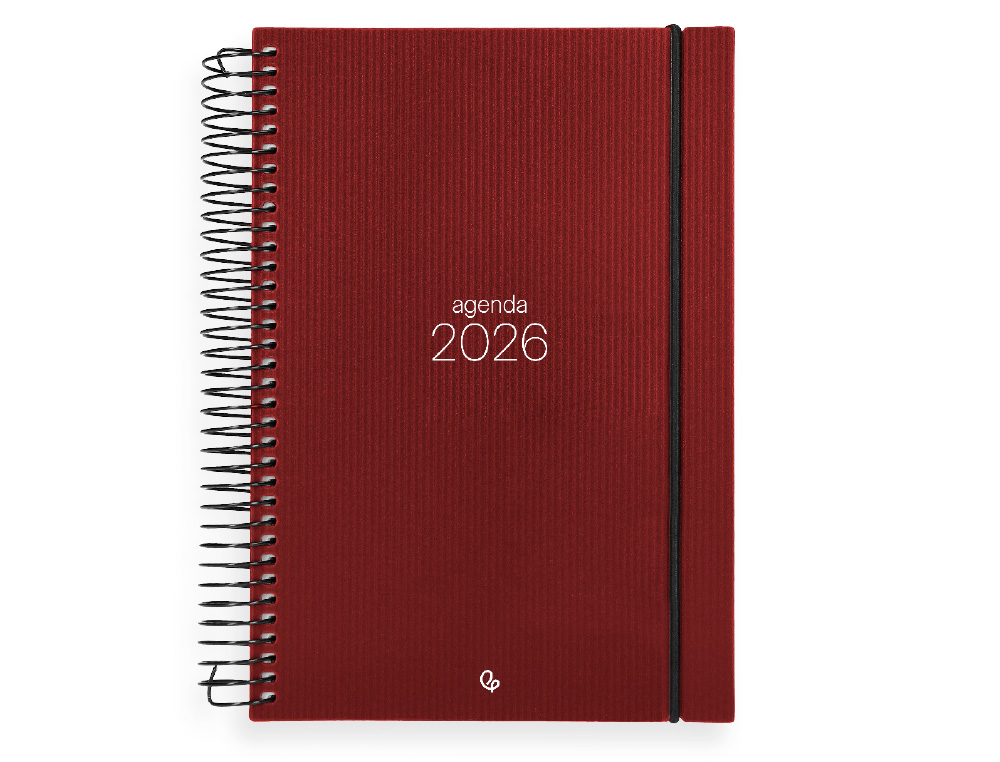 AGENDA ESPIRAL LIDERPAPEL OLBIA A5 2026 DIA PAGINA VERMELHO PAPEL 60 GR FSC