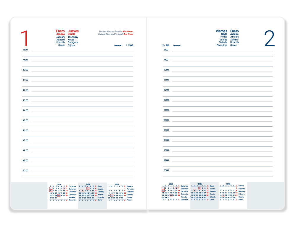 AGENDA ESPIRAL LIDERPAPEL OLBIA A5 2026 DIA PAGINA VERMELHO PAPEL 60 GR FSC