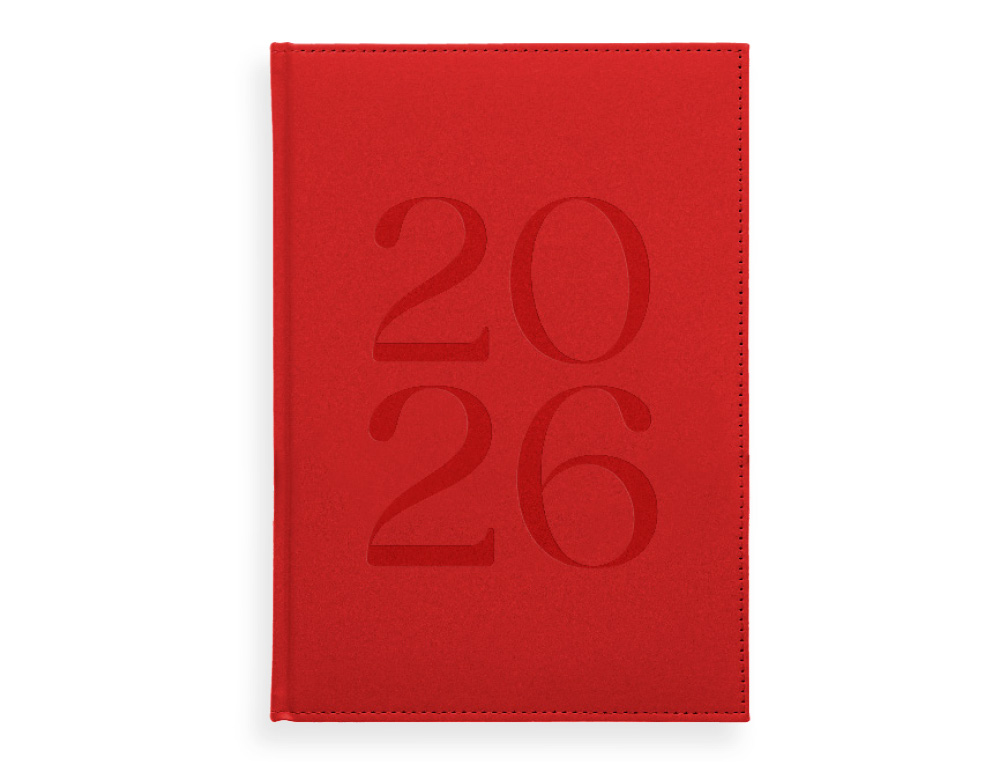 AGENDA ENCADERNADA LIDERPAPEL CRETA 8X15 2026 SEMANA VISTA VERMELHO PAPEL 70 GR FSC